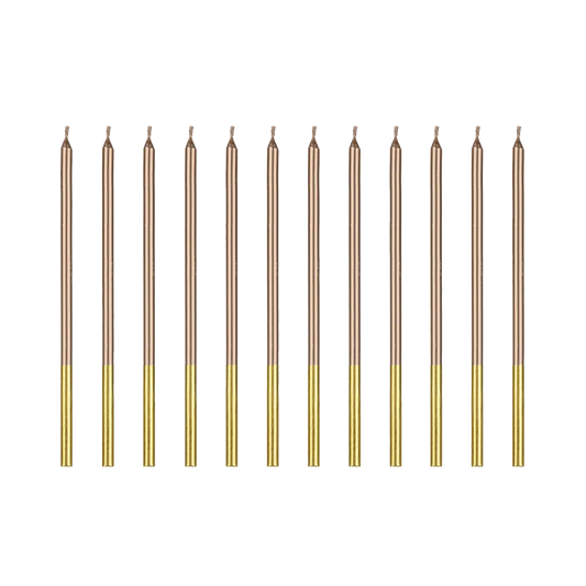 12 bougies de gâteau XL - Or rose