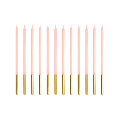 12 bougies de gâteau XL - Rose doré