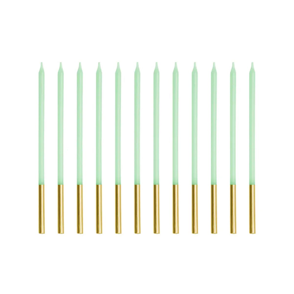 12 taartkaarsen XL - Lichtgroen Goud