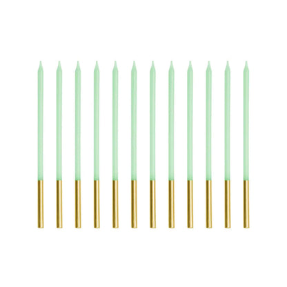 12 taartkaarsen XL - Lichtgroen Goud
