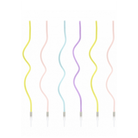 8 bougies de gâteau XL avec support - Curly - Multicolore