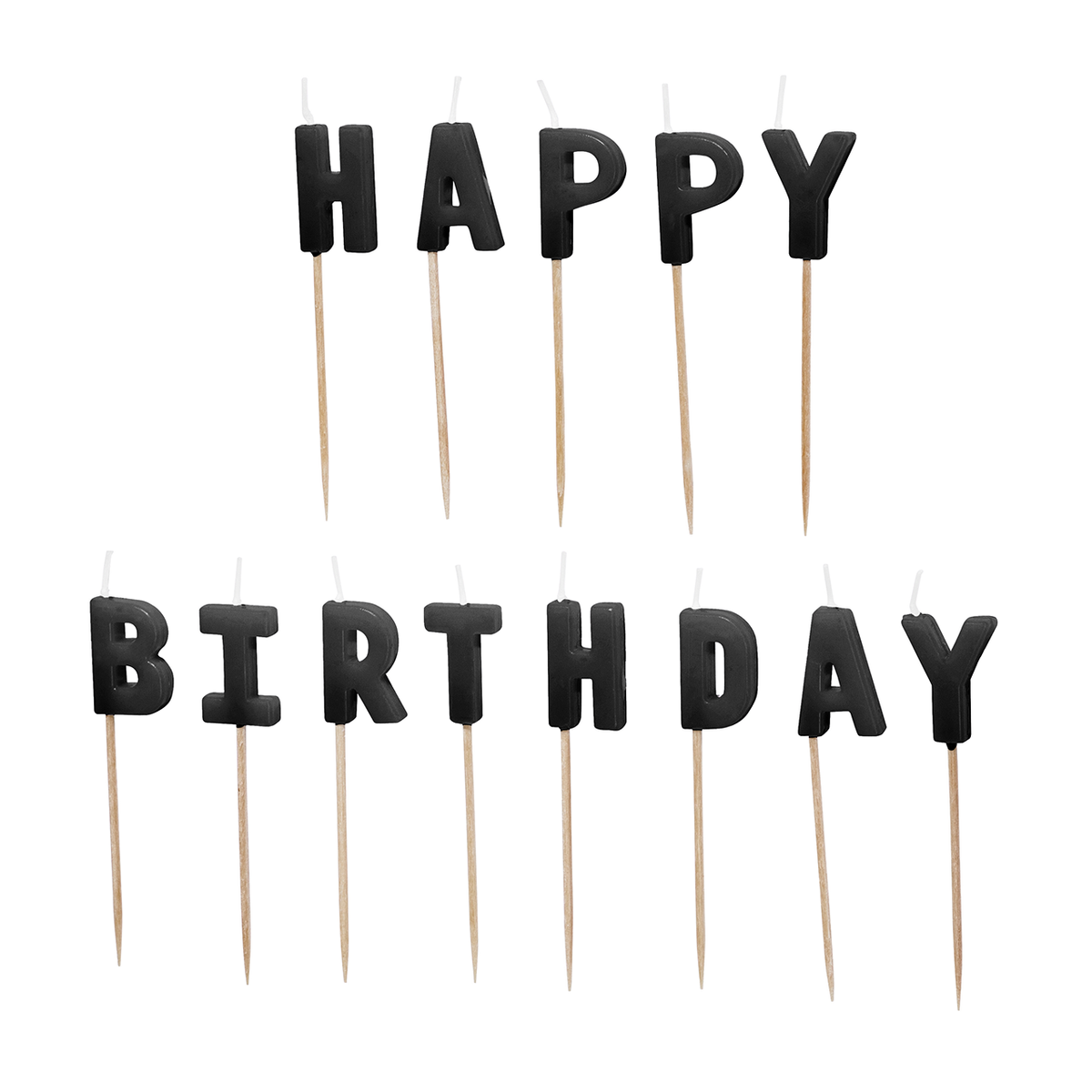 13 Taartkaarsjes - Happy Birthday - Zwart