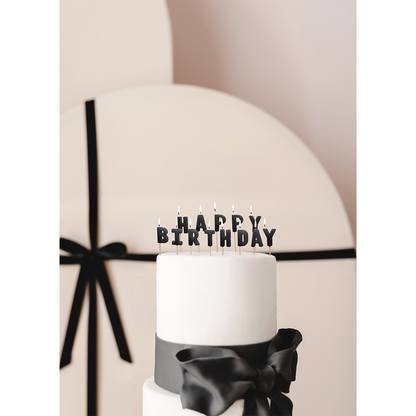 13 Taartkaarsjes - Happy Birthday - Zwart