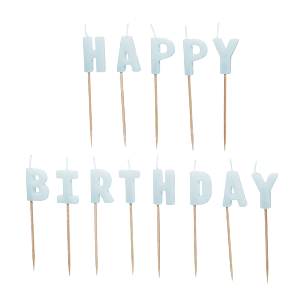 13 taartkaarsjes - Happy Birthday - lichtblauw