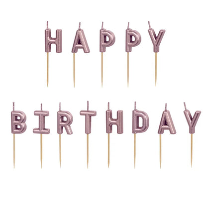 13 Taartkaarsen - Happy Birthday RoséGoud