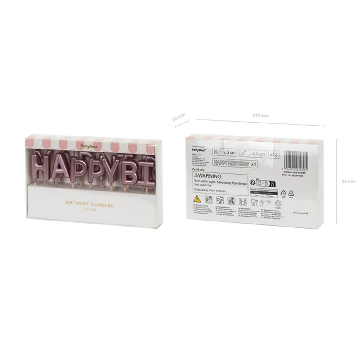 13 Taartkaarsen - Happy Birthday RoséGoud