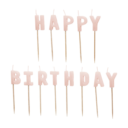 13 taartkaarsjes - Happy Birthday - roze