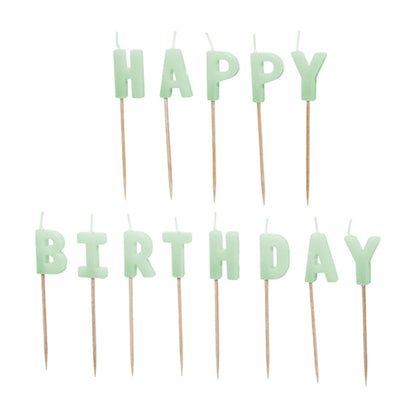 13 taartkaarsjes - Happy Birthday - Mint