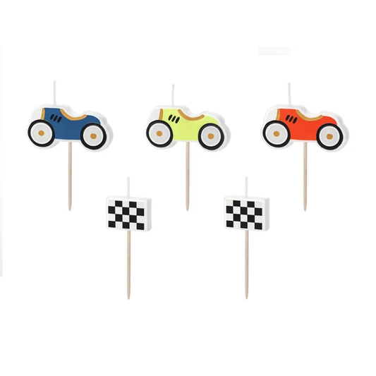 5 bougies d'anniversaire - Voitures de course