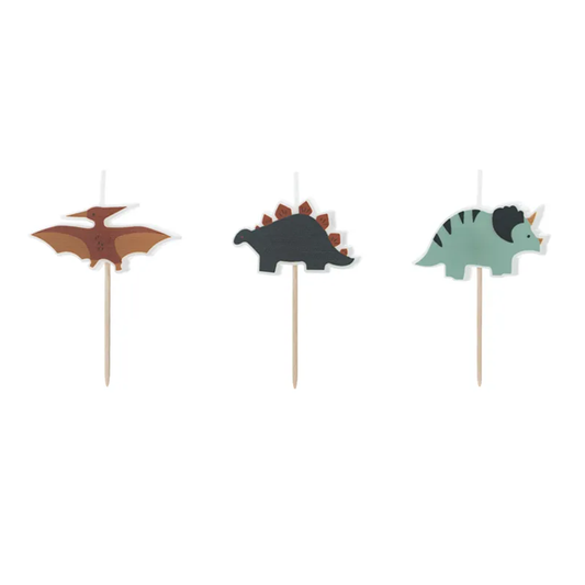 3 bougies gâteau - Dinosaures