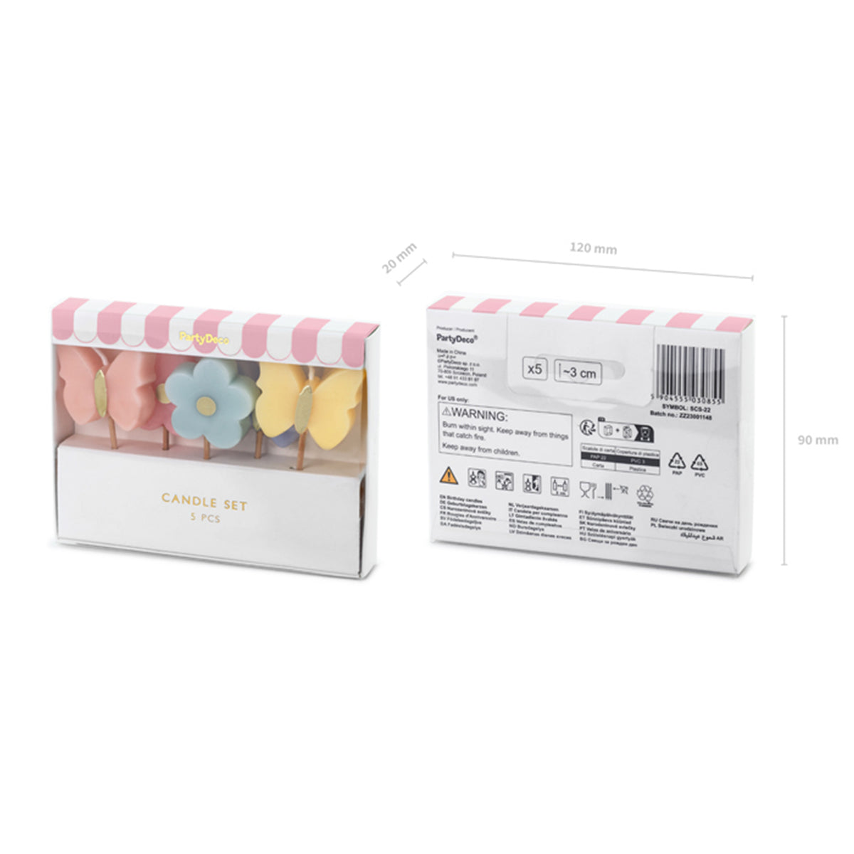 5 bougies d'anniversaire - papillons