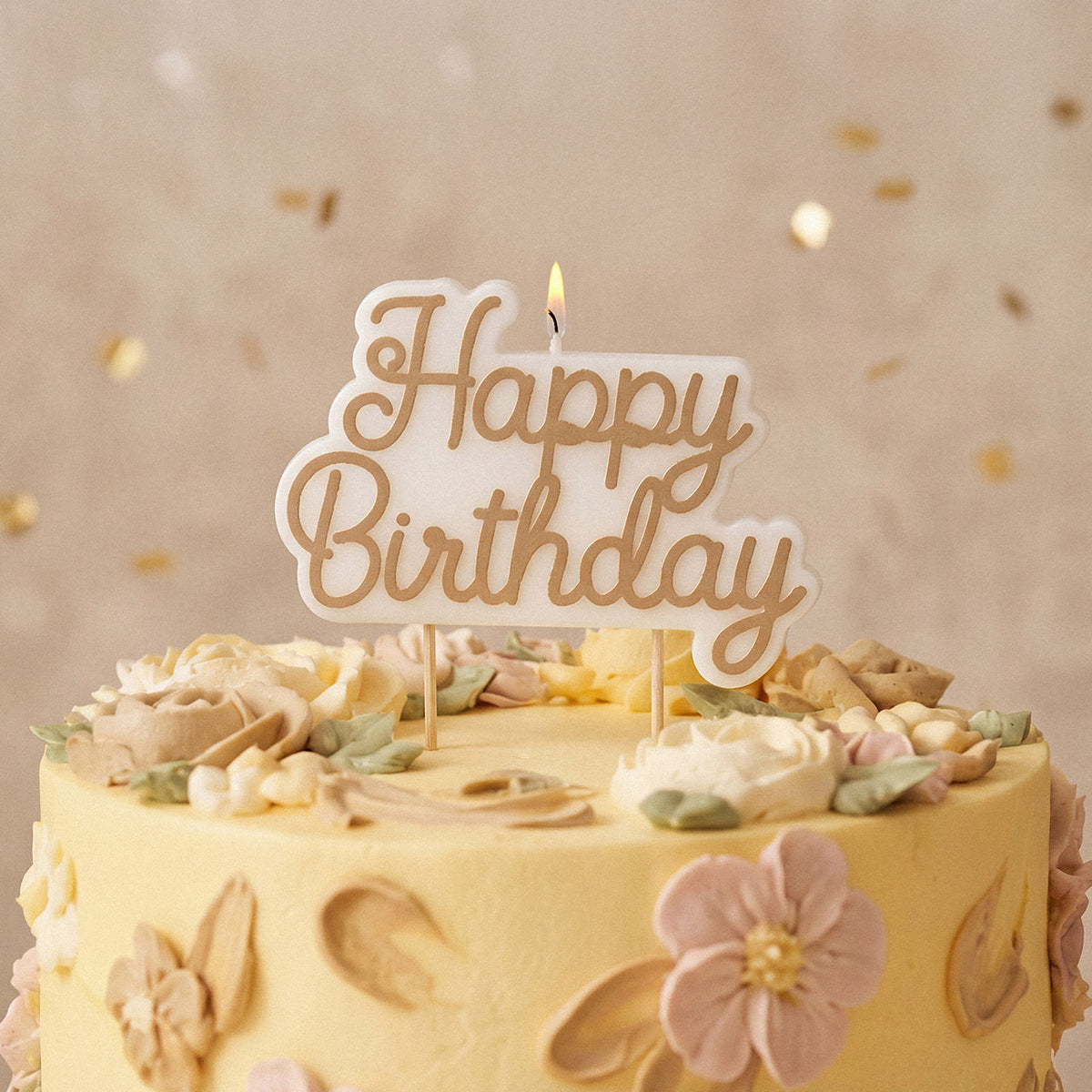 1 Taartkaars - Happy Birthday - Koud Goud