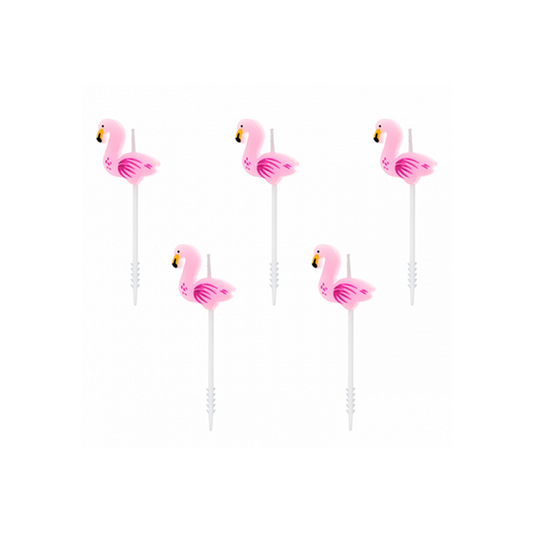 5 bougies d'anniversaire - Flamant rose