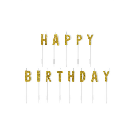 13 bougies de gâteau - Happy Birthday - Or