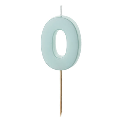 1 bougie d'anniversaire - Chiffre 0 - Bleu clair