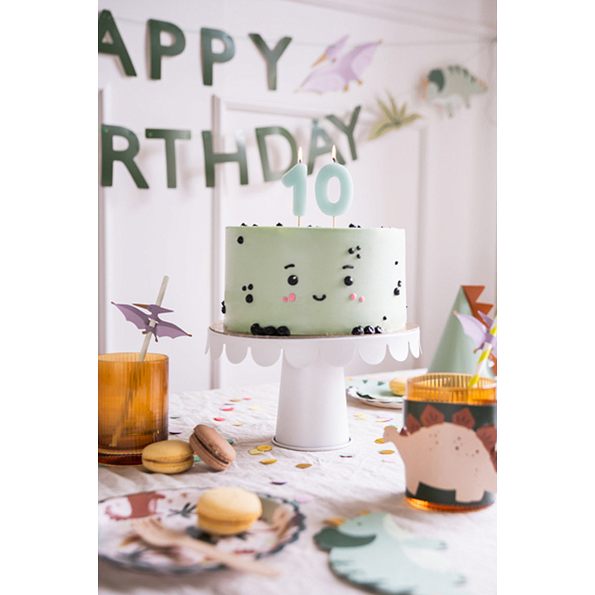 1 bougie d'anniversaire - Chiffre 0 - Bleu clair