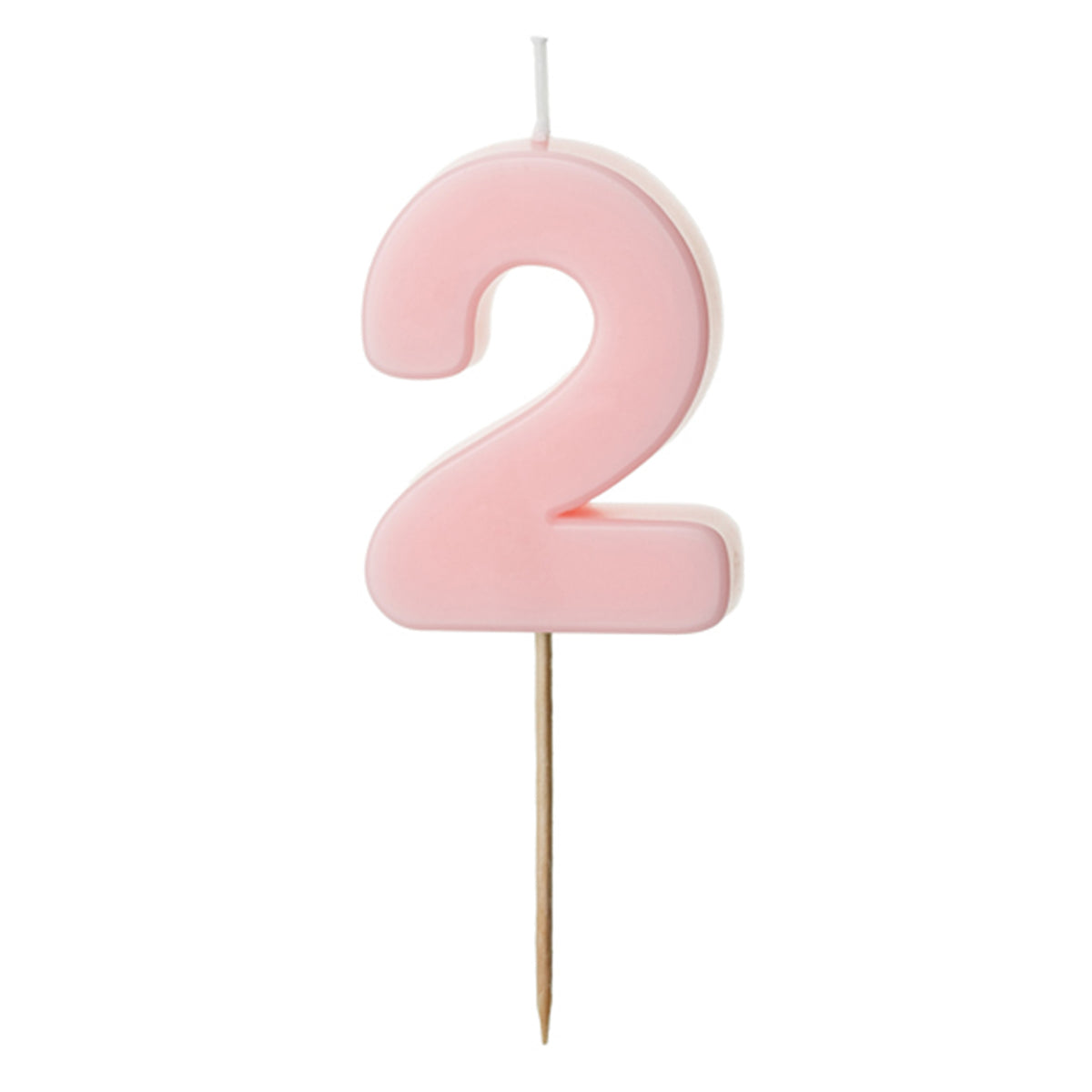 1 bougie d'anniversaire - Chiffre 2 - Rose