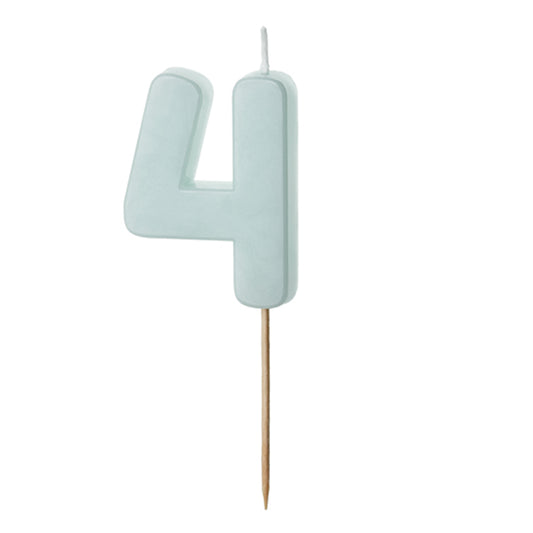 1 bougie d'anniversaire - Chiffre 4 - Bleu clair