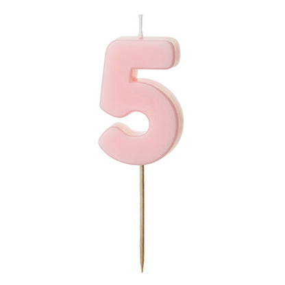1 Taartkaars - Cijfer 5 - Roze