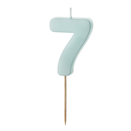 1 bougie d'anniversaire - Chiffre 7 - Bleu clair