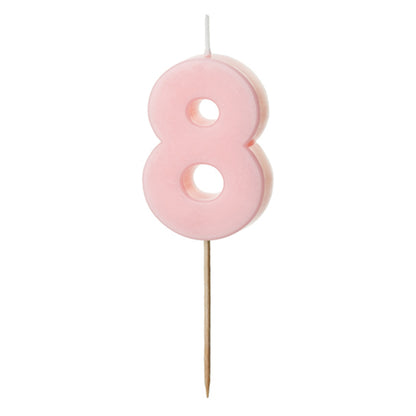 1 bougie d'anniversaire - Chiffre 8 - Rose