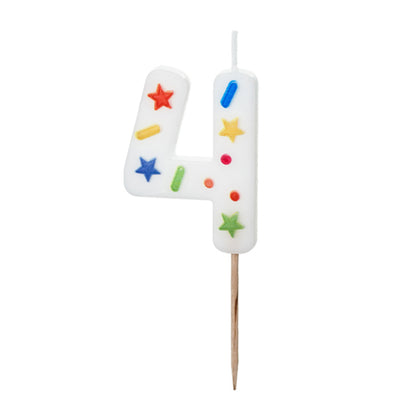 1 bougie d'anniversaire - Chiffre 4 - Confettis