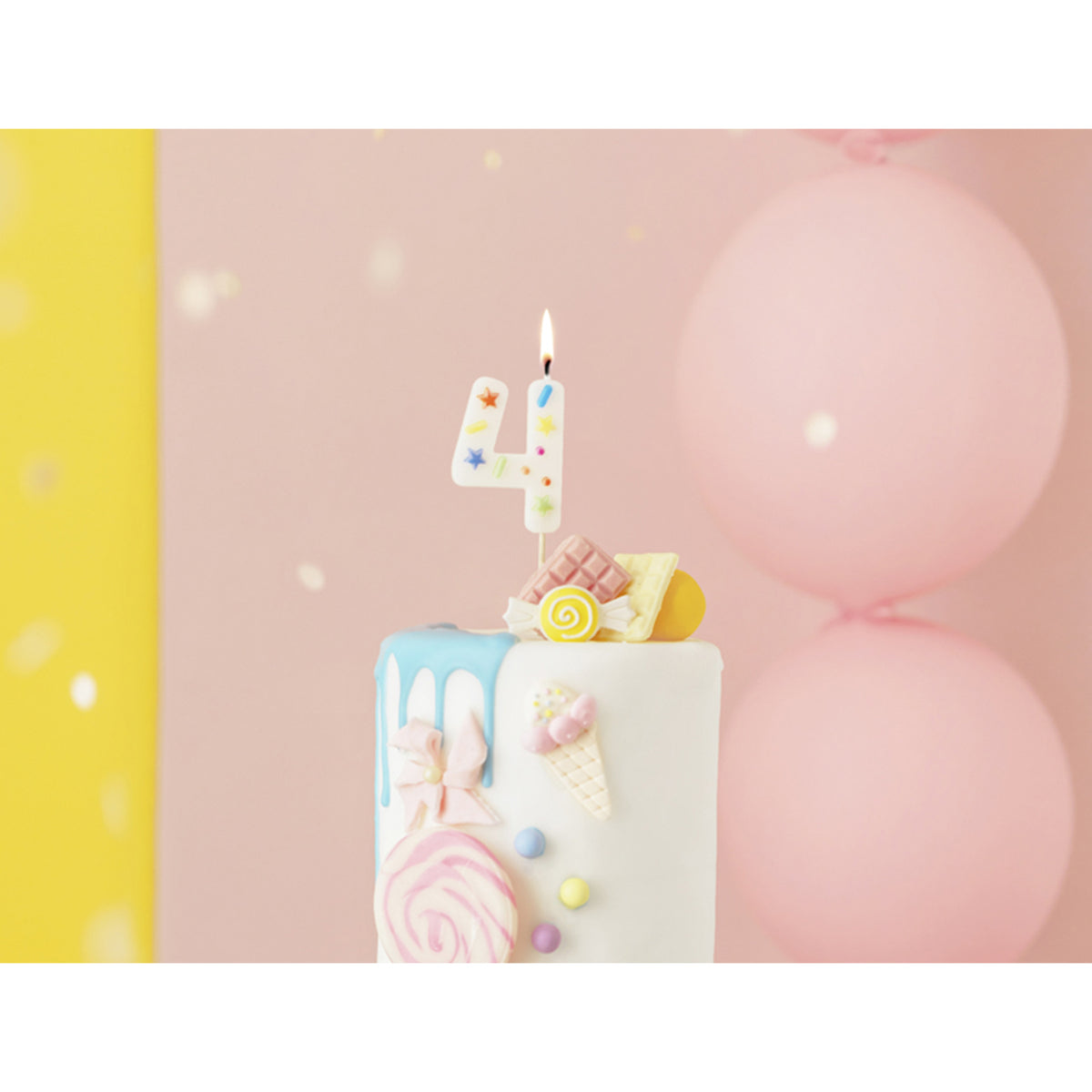 1 bougie d'anniversaire - Chiffre 4 - Confettis
