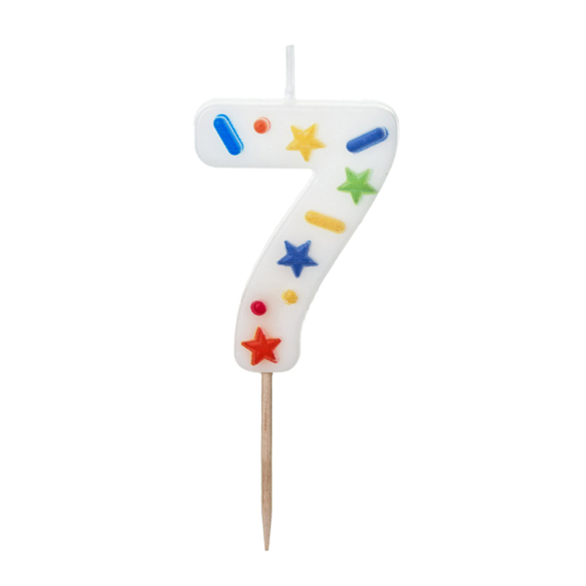 1 bougie d'anniversaire - Chiffre 7 - Confettis