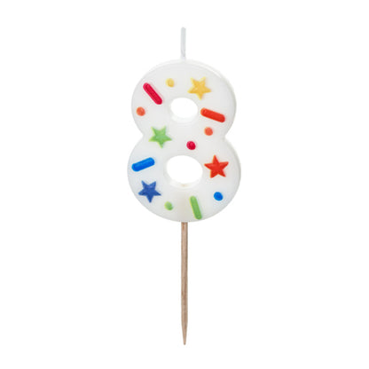 1 taartkaars - cijfer 8 - confetti