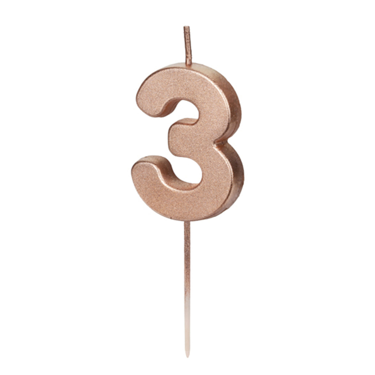 1 bougie d'anniversaire - Chiffre 3 - Or Rose