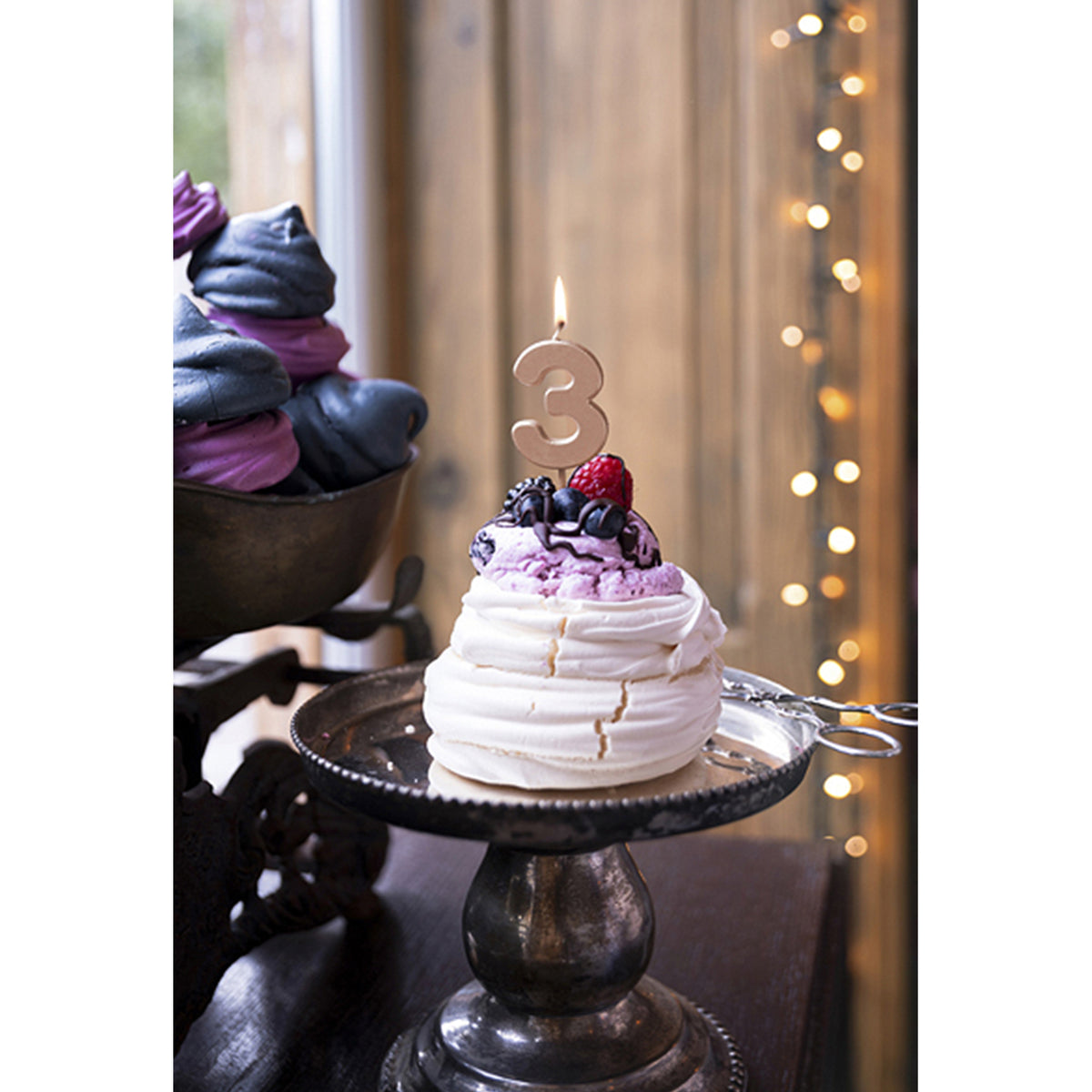 1 bougie d'anniversaire - Chiffre 3 - Or Rose
