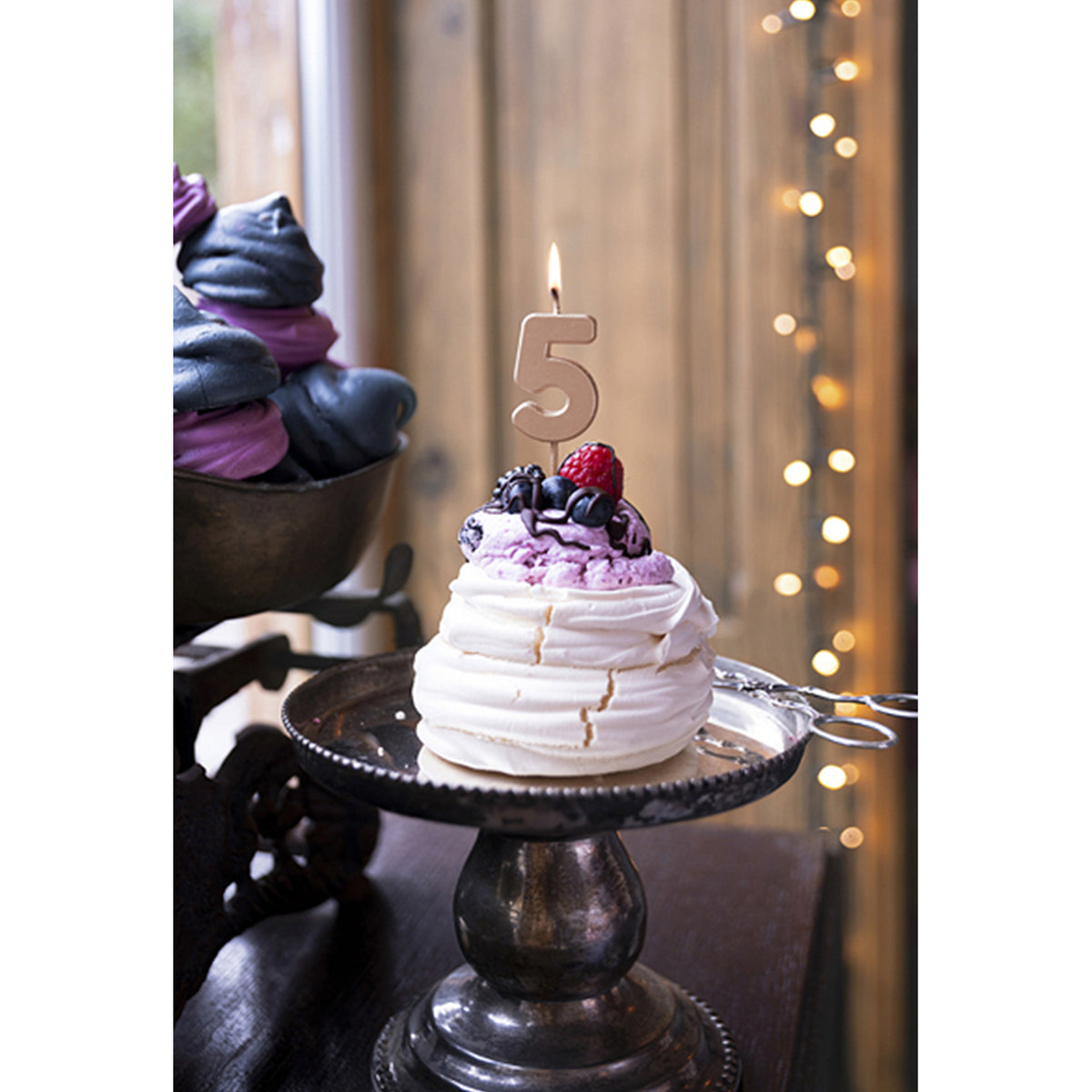 1 bougie d'anniversaire - Chiffre 5 - Or rose