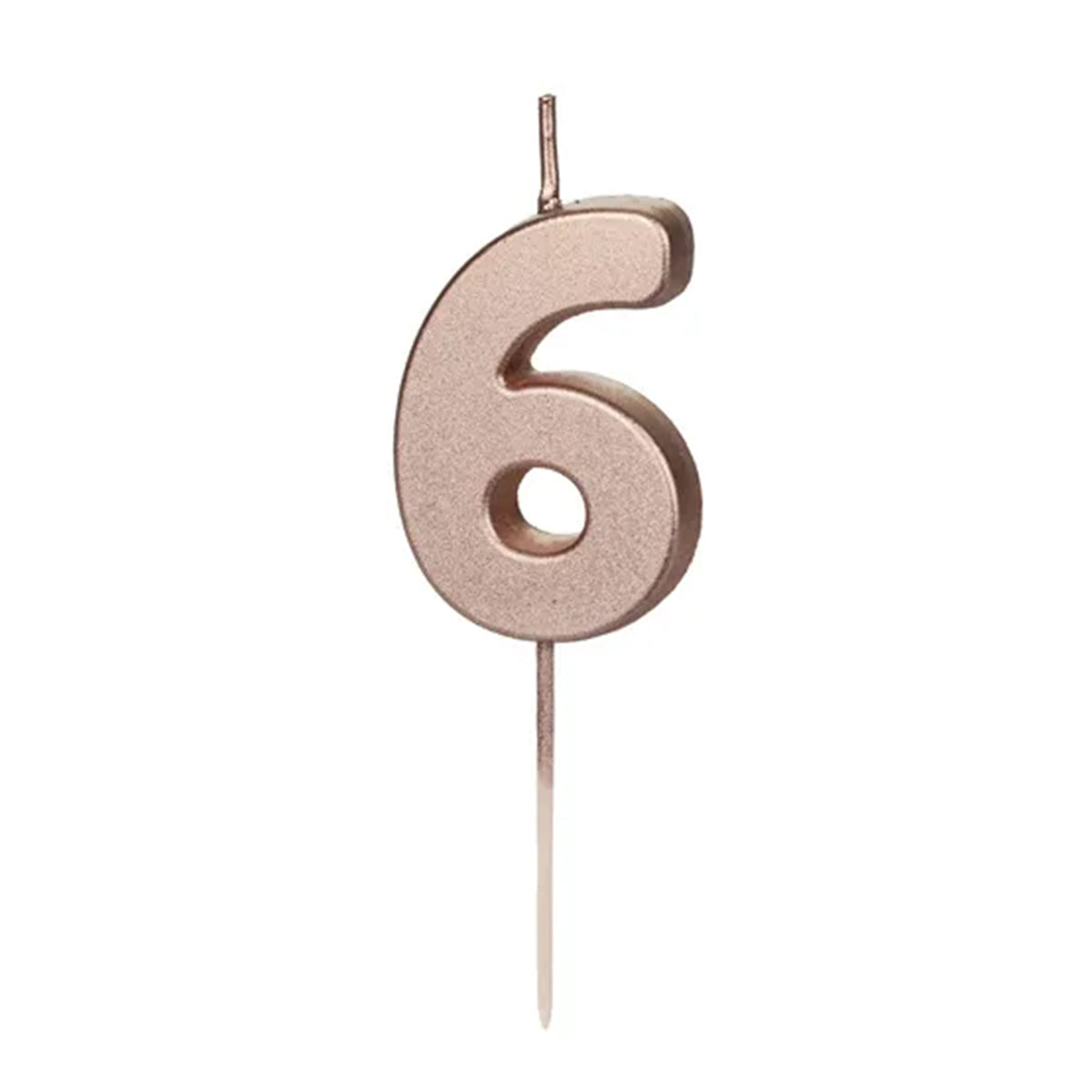 1 bougie d'anniversaire - Chiffre 6 - Or Rose