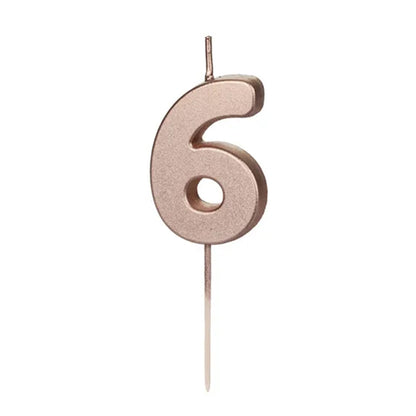 1 bougie d'anniversaire - Chiffre 6 - Or Rose