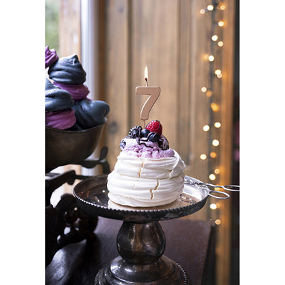 1 bougie d'anniversaire - Chiffre 7 - Or Rose