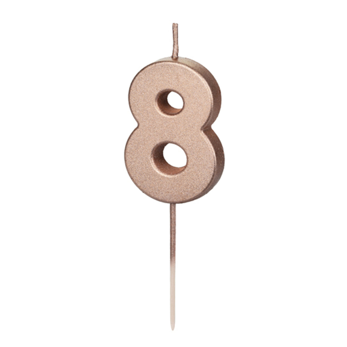 1 bougie d'anniversaire - Chiffre 8 - Or rose