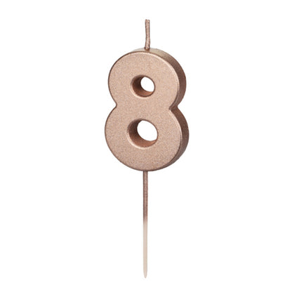 1 bougie d'anniversaire - Chiffre 8 - Or rose