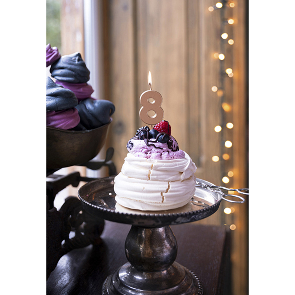 1 bougie d'anniversaire - Chiffre 8 - Or rose