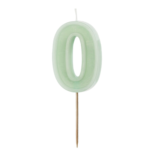 1 bougie d'anniversaire - Chiffre 0 - Vert