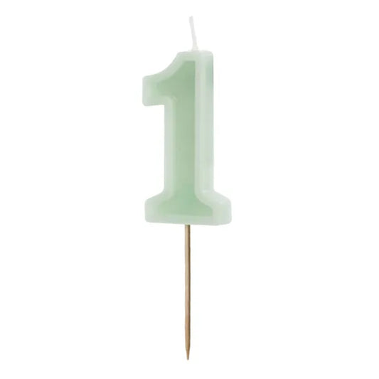 1 bougie chiffre - chiffre 1 - vert
