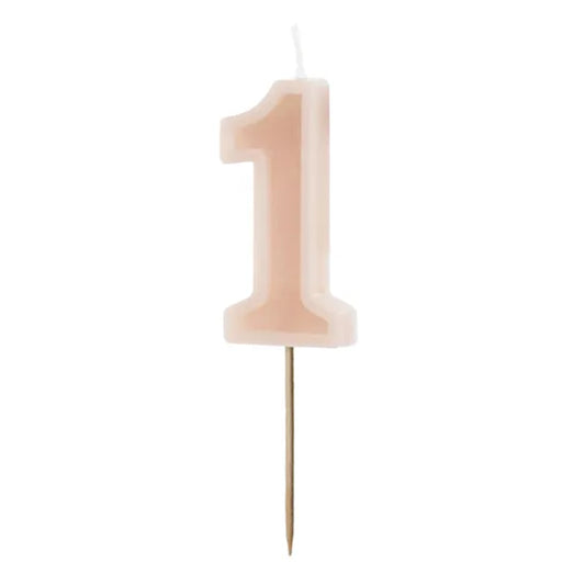 1 bougie chiffre 1 - vieux rose