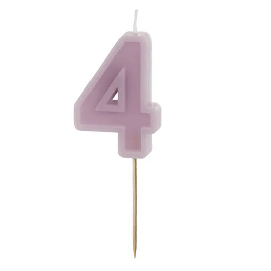 1 bougie d'anniversaire - Chiffre 4 - Violette