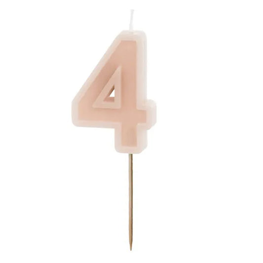 1 bougie d'anniversaire - Chiffre 4 - Rose poudré
