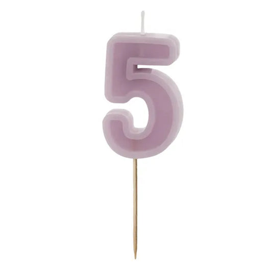 1 bougie d'anniversaire - Chiffre 5 - Violet