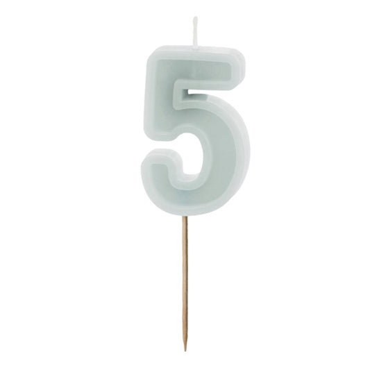 1 bougie-chiffre - chiffre 5 - menthe