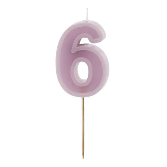 1 bougie d'anniversaire - Chiffre 6 - Violet