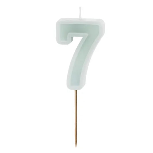 1 bougie d'anniversaire - Chiffre 7 - Menthe