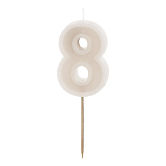 1 bougie d'anniversaire - Chiffre 8 - Gris chaud