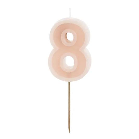 1 bougie d'anniversaire - Chiffre 8 - Rose poudré