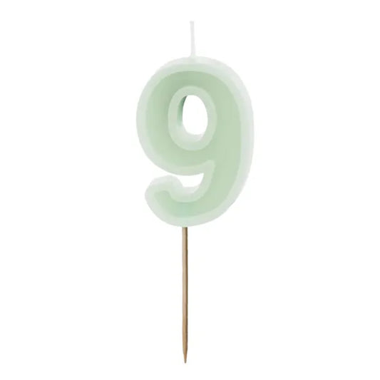 1 taartkaars - Cijfer 9 - Groen